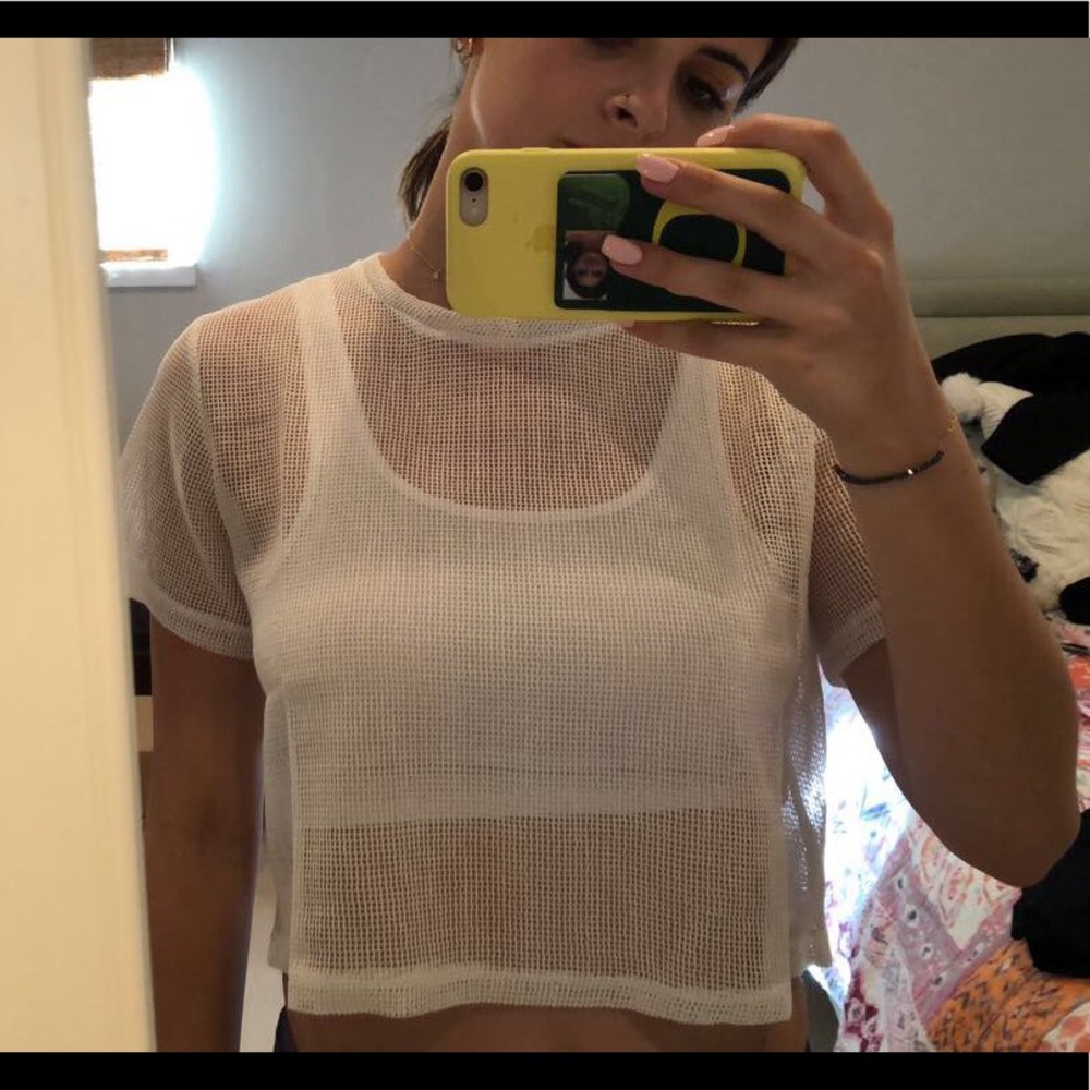 white mesh shirt